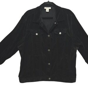 Stylish black velvet jacket with silver buttons by Great Northwest. Size: XL
